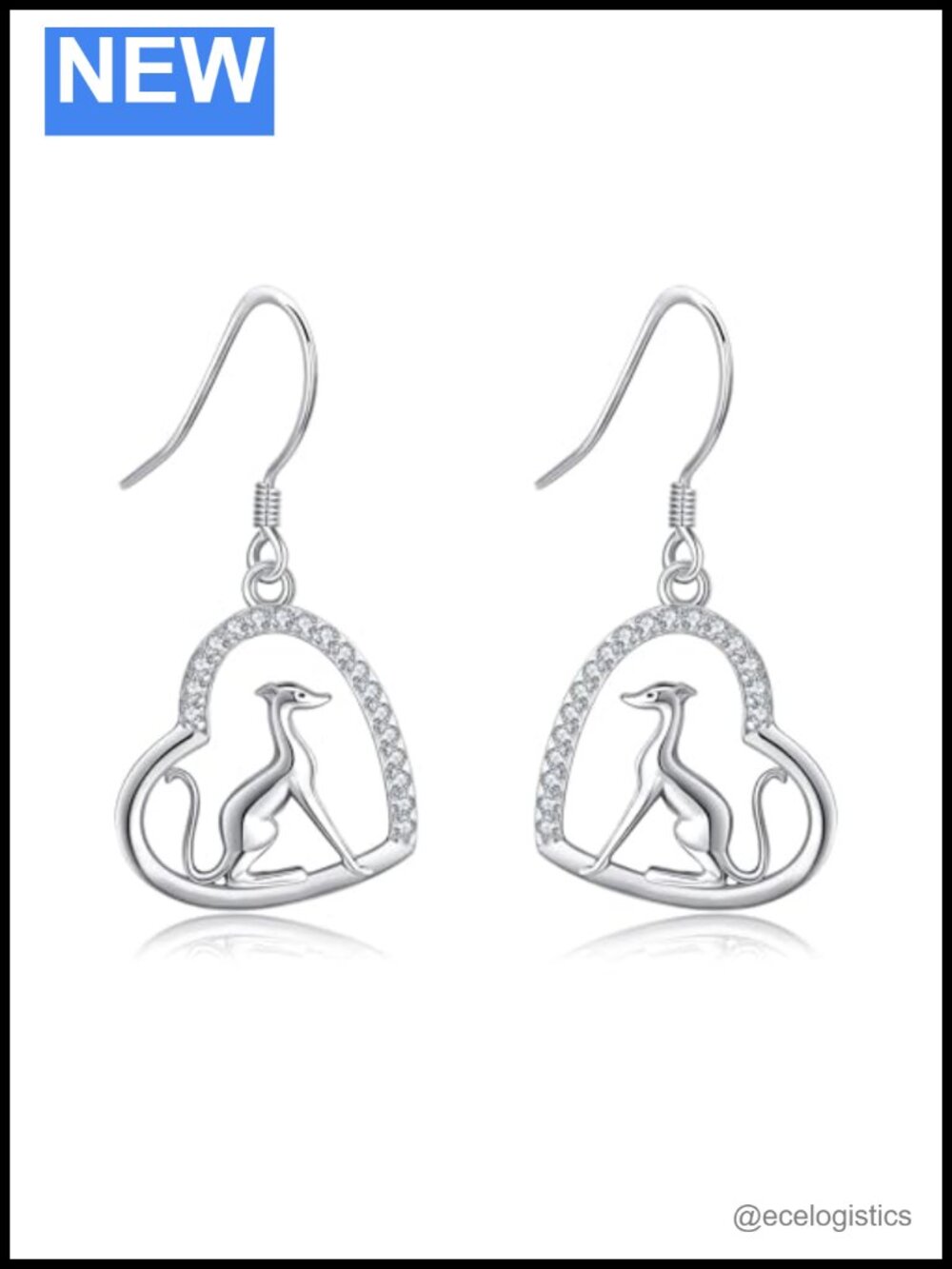 925 Sterling Silver Dog Dangle Earrings Dachshund Greyhound Gift for Women
